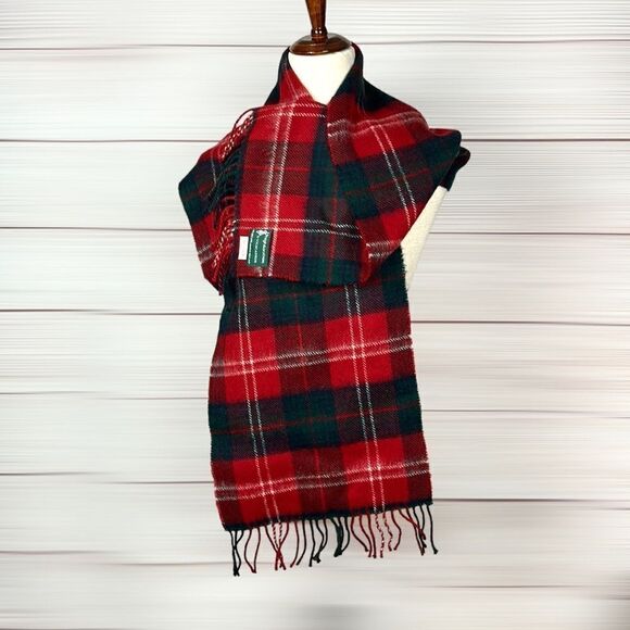 Highlander by Lochcarron Scotland Tartan Plaid Red Lambswool Scarf - Picture 4 of 8